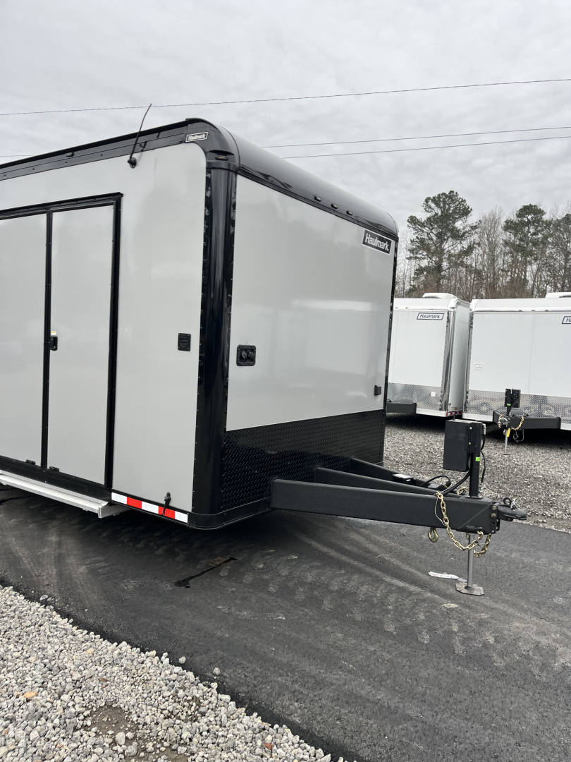 New 2026 Haulmark 34 Bathoom Race Trailer, Air Prep PKG, Awning, Polycor, Insulated, Window, 54" ALX Slide Out Step, A/C + Heat