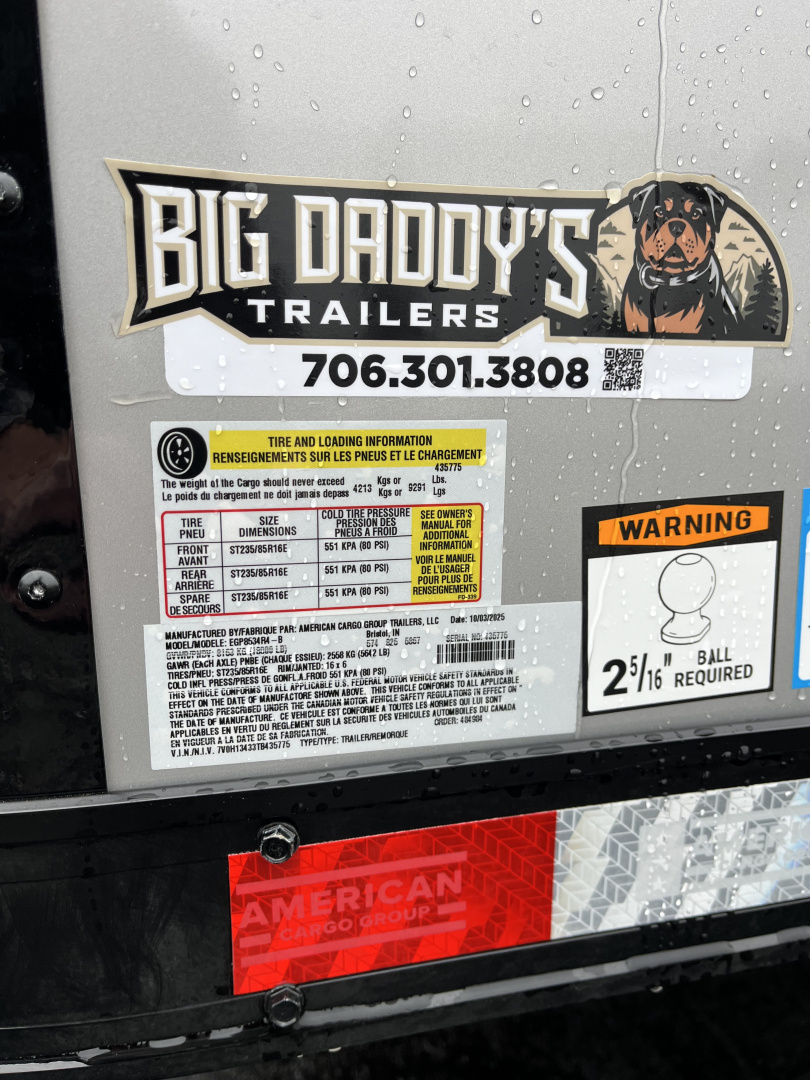 New 2026 Haulmark 34 Bathoom Race Trailer, Air Prep PKG, Awning, Polycor, Insulated, Window, 54" ALX Slide Out Step, A/C + Heat