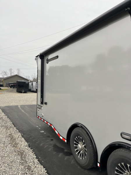 New 2026 Haulmark 34 Bathoom Race Trailer, Air Prep PKG, Awning, Polycor, Insulated, Window, 54" ALX Slide Out Step, A/C + Heat