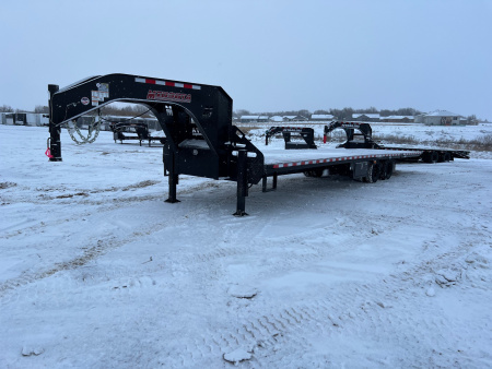New 2025 Midsota 36' Gooseneck Hydraulic Tail Flatbed Trailer