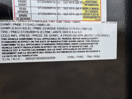 Used 2025 East Texas Trailers GD8316072-2209 Dump Trailer