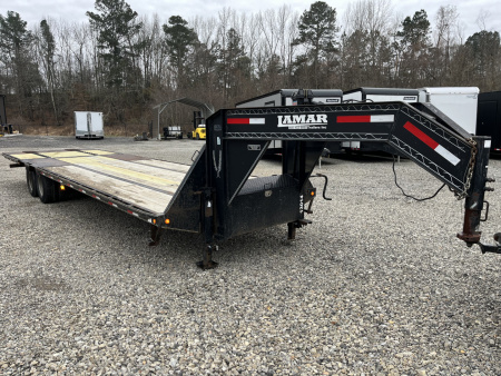 Used 2012 Lamar Trailers 32 Gooseneck Equipment Trailer With 8K Hydraulic Dove Tail - 23' Deck With 9' Dovetail