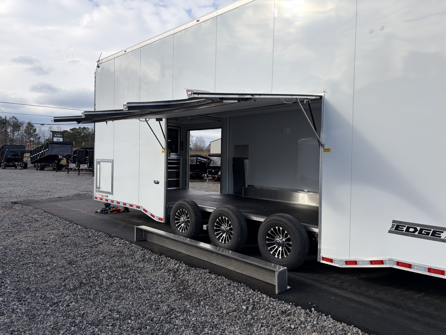 New 2026 Haulmark EDGE ALUMINUM 28 Stacker Race Trailer, Finished Race Interior, 21K GVWR, Awnings, Lift, Premium Escape Door