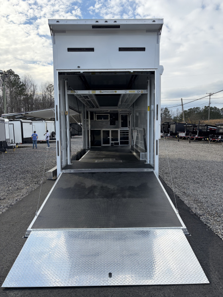 New 2026 Haulmark EDGE ALUMINUM 28 Stacker Race Trailer, Finished Race Interior, 21K GVWR, Awnings, Lift, Premium Escape Door