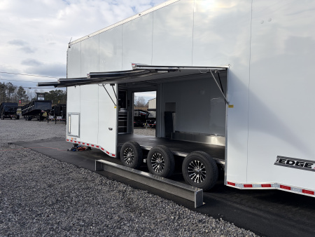 New 2026 Haulmark EDGE ALUMINUM 28 Stacker Race Trailer, Finished Race Interior, 21K GVWR, Awnings, Lift, Premium Escape Door