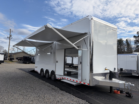 New 2026 Haulmark EDGE ALUMINUM 28 Stacker Race Trailer, Finished Race Interior, 21K GVWR, Awnings, Lift, Premium Escape Door