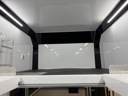 New 2026 Haulmark EDGE ALUMINUM 28 Stacker Race Trailer, Finished Race Interior, 21K GVWR, Awnings, Lift, Premium Escape Door