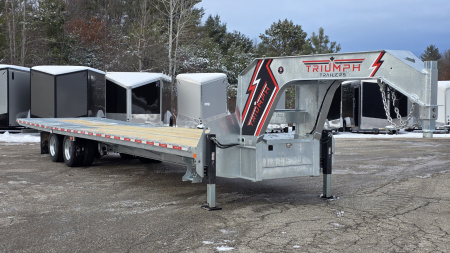 New 102X35 GALVANIZED 23' STATIONARY + 12' BEAVERTAIL GOOSENECK DECKOVER 16K AXLE POWER BEAVERTAIL 2026 TRIUMPH