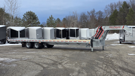 New 102X35 GALVANIZED 23' STATIONARY + 12' BEAVERTAIL GOOSENECK DECKOVER 16K AXLE POWER BEAVERTAIL 2026 TRIUMPH
