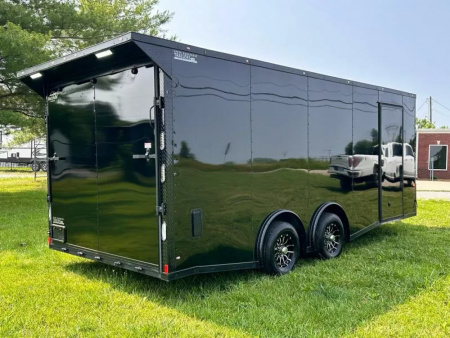 New 2025 Rock Solid 8.5x20 Car Hauler-5200LB Torsion Axles- Black Semi Screwless Poly-Blackout-Enclosed Car Hauler