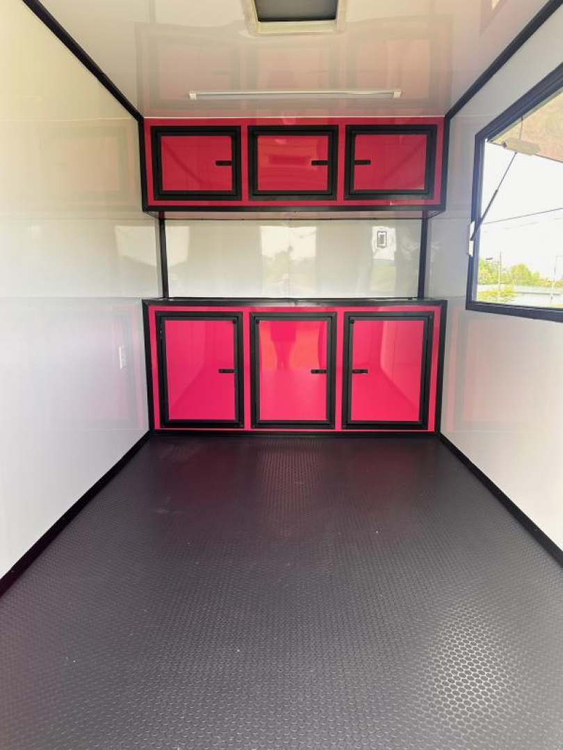New 2025 Luxe 7x12 Concession Trailer -Finished Interior-5200LB Single Axle -7'ft Interior- Pink Poly - Blackout