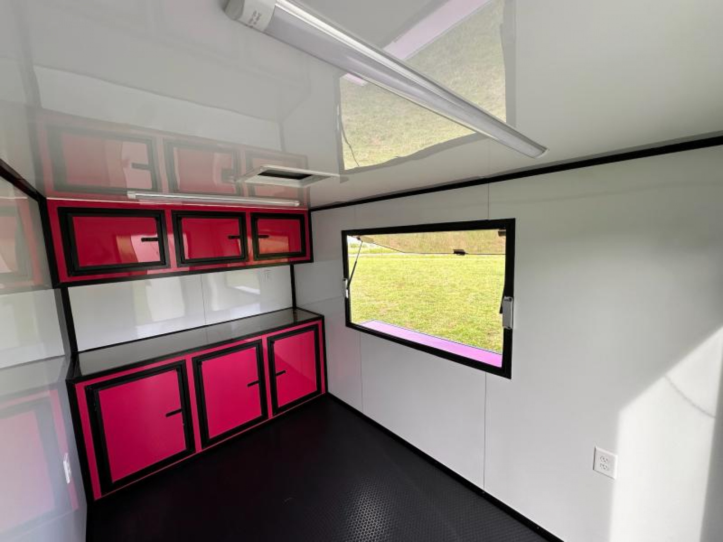 New 2025 Luxe 7x12 Concession Trailer -Finished Interior-5200LB Single Axle -7'ft Interior- Pink Poly - Blackout