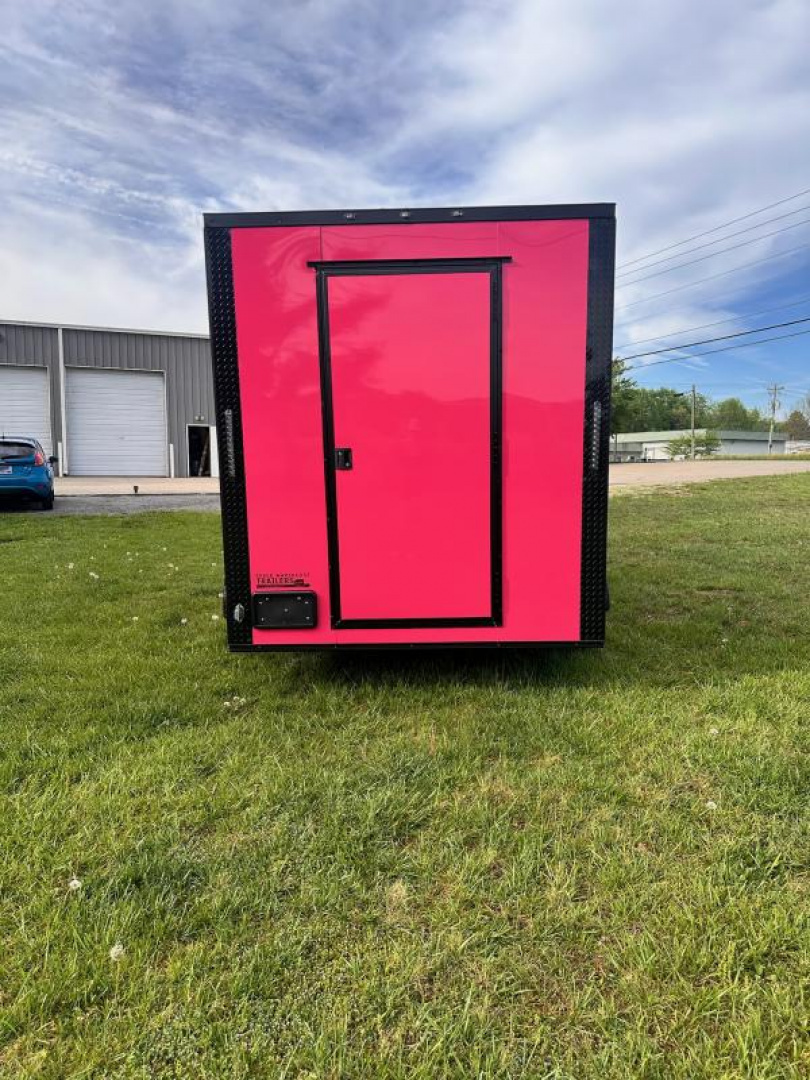 New 2025 Luxe 7x12 Concession Trailer -Finished Interior-5200LB Single Axle -7'ft Interior- Pink Poly - Blackout