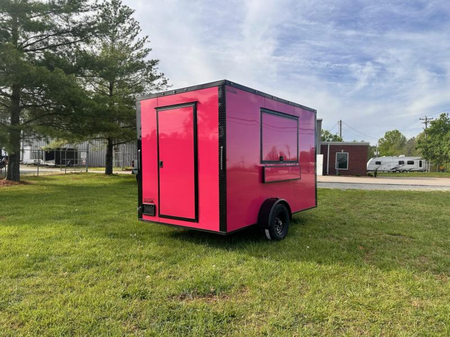 New 2025 Luxe 7x12 Concession Trailer -Finished Interior-5200LB Single Axle -7'ft Interior- Pink Poly - Blackout