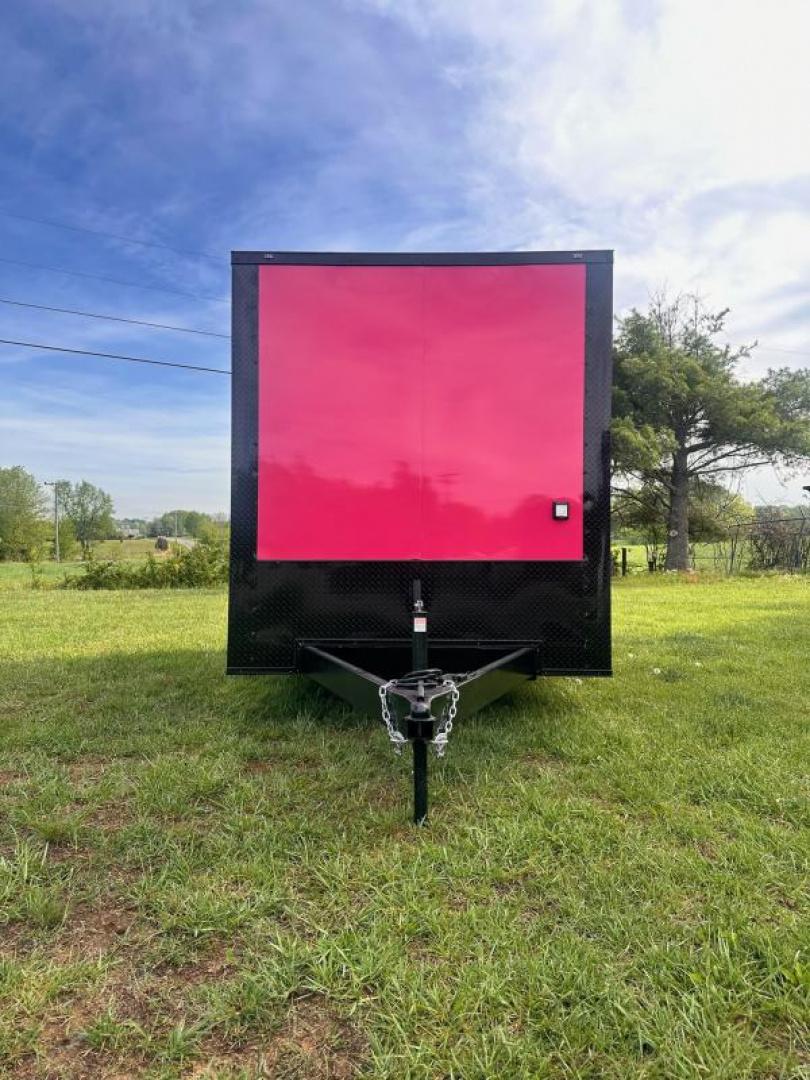 New 2025 Luxe 7x12 Concession Trailer -Finished Interior-5200LB Single Axle -7'ft Interior- Pink Poly - Blackout