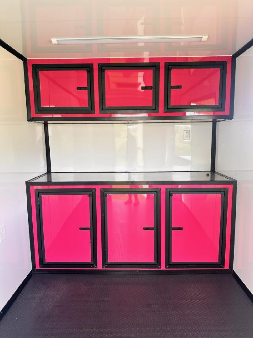New 2025 Luxe 7x12 Concession Trailer -Finished Interior-5200LB Single Axle -7'ft Interior- Pink Poly - Blackout