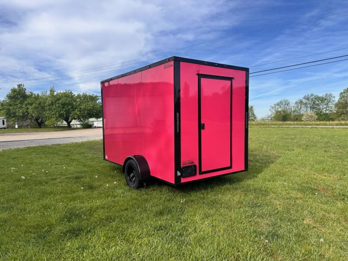 New 2025 Luxe 7x12 Concession Trailer -Finished Interior-5200LB Single Axle -7'ft Interior- Pink Poly - Blackout
