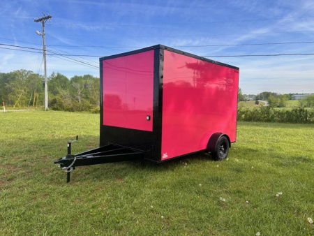 New 2025 Luxe 7x12 Concession Trailer -Finished Interior-5200LB Single Axle -7'ft Interior- Pink Poly - Blackout