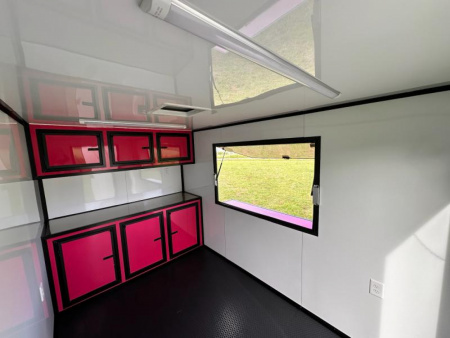 New 2025 Luxe 7x12 Concession Trailer -Finished Interior-5200LB Single Axle -7'ft Interior- Pink Poly - Blackout
