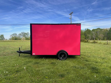 New 2025 Luxe 7x12 Concession Trailer -Finished Interior-5200LB Single Axle -7'ft Interior- Pink Poly - Blackout