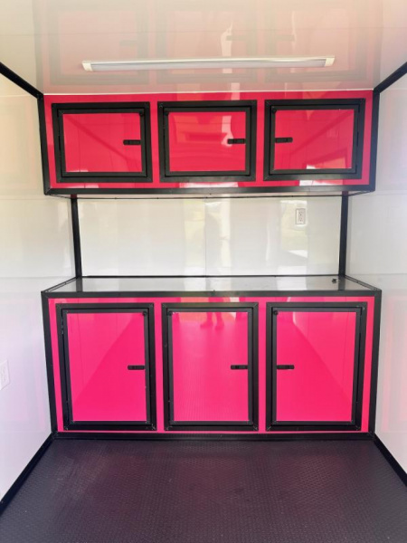 New 2025 Luxe 7x12 Concession Trailer -Finished Interior-5200LB Single Axle -7'ft Interior- Pink Poly - Blackout