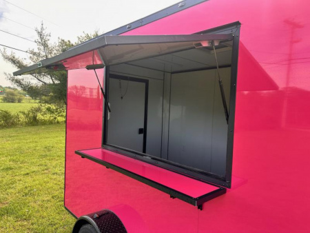 New 2025 Luxe 7x12 Concession Trailer -Finished Interior-5200LB Single Axle -7'ft Interior- Pink Poly - Blackout