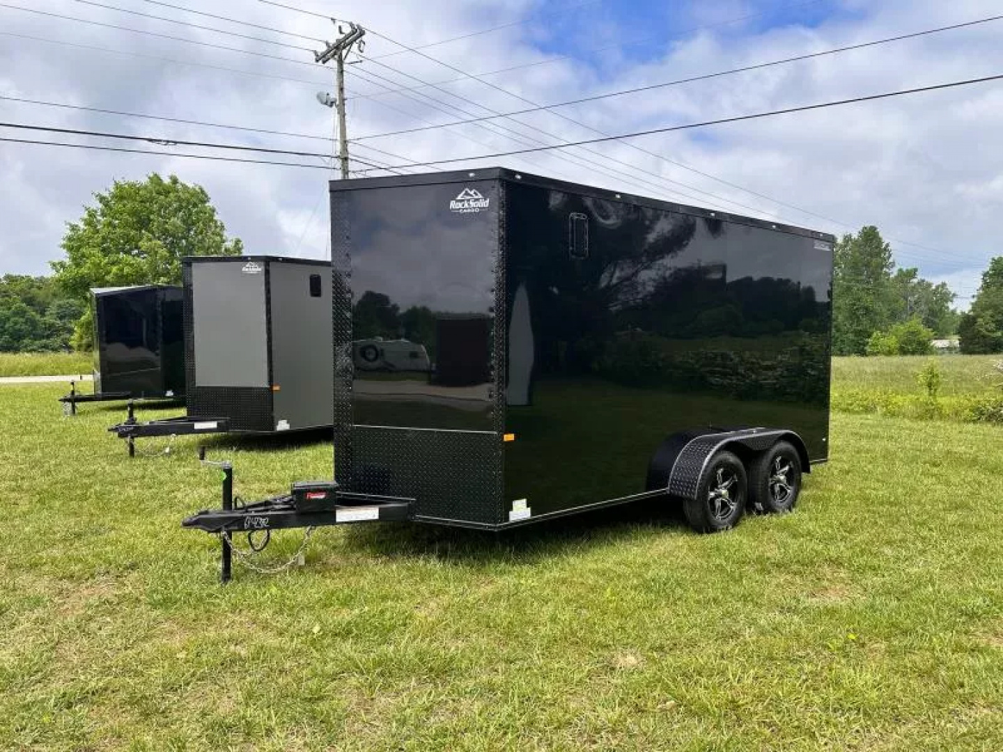 New 2025 Rock Solid Cargo 7X14 -Enclosed Trailer - 3500LB Tandem Axle-Black Poly- Blackout