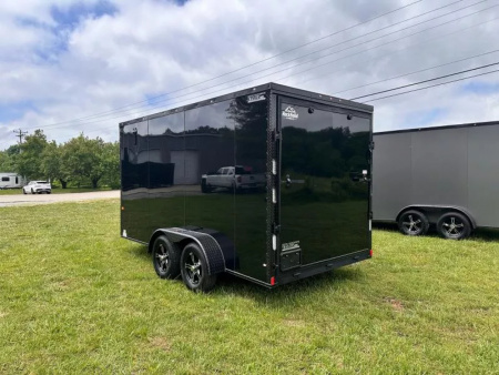 New 2025 Rock Solid Cargo 7X14 -Enclosed Trailer - 3500LB Tandem Axle-Black Poly- Blackout