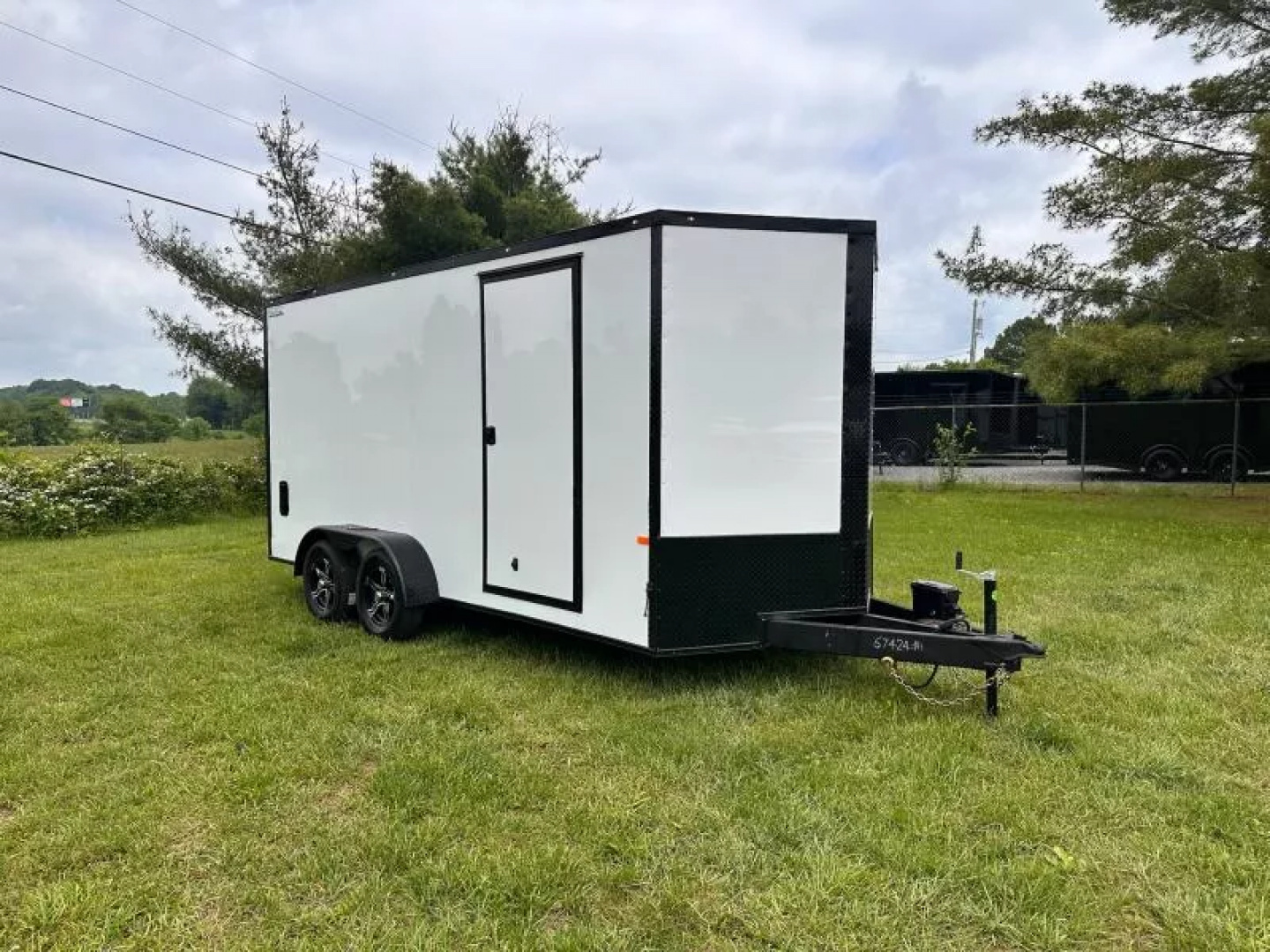 New 2025 Rock Solid Cargo 7X16 Enclosed Trailer-3500LB Tandem Axle-White Poly-Blackout