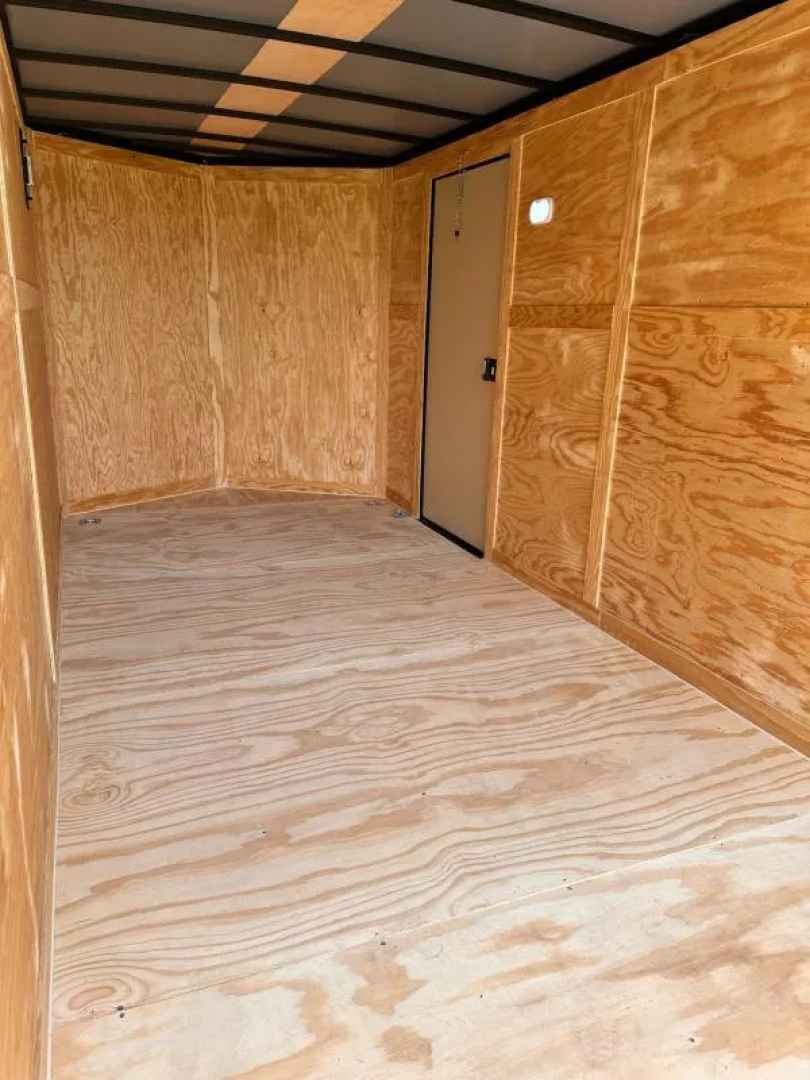 New 2025 Rock Solid Cargo 7X16 Enclosed Trailer-3500LB Tandem Axle-White Poly-Blackout