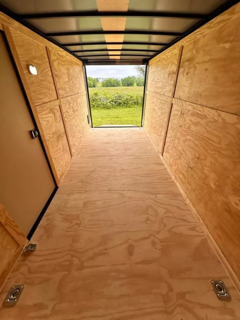 New 2025 Rock Solid Cargo 7X16 Enclosed Trailer-3500LB Tandem Axle-White Poly-Blackout