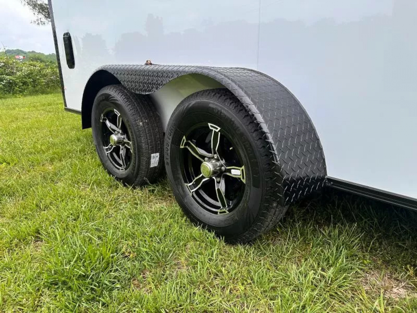 New 2025 Rock Solid Cargo 7X16 Enclosed Trailer-3500LB Tandem Axle-White Poly-Blackout