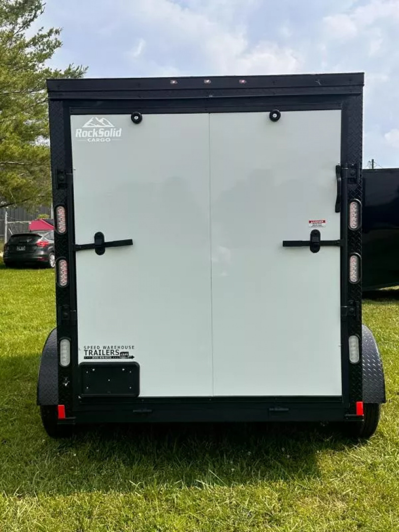 New 2025 Rock Solid Cargo 6X10 -Enclosed Trailer-3500LB Tandem Axle-White Poly-Blackout