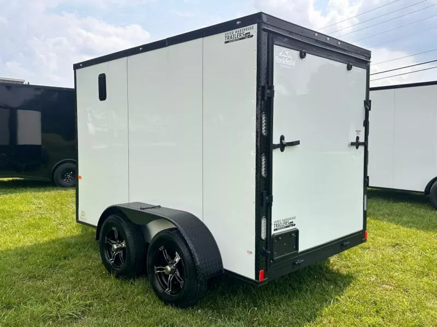 New 2025 Rock Solid Cargo 6X10 -Enclosed Trailer-3500LB Tandem Axle-White Poly-Blackout