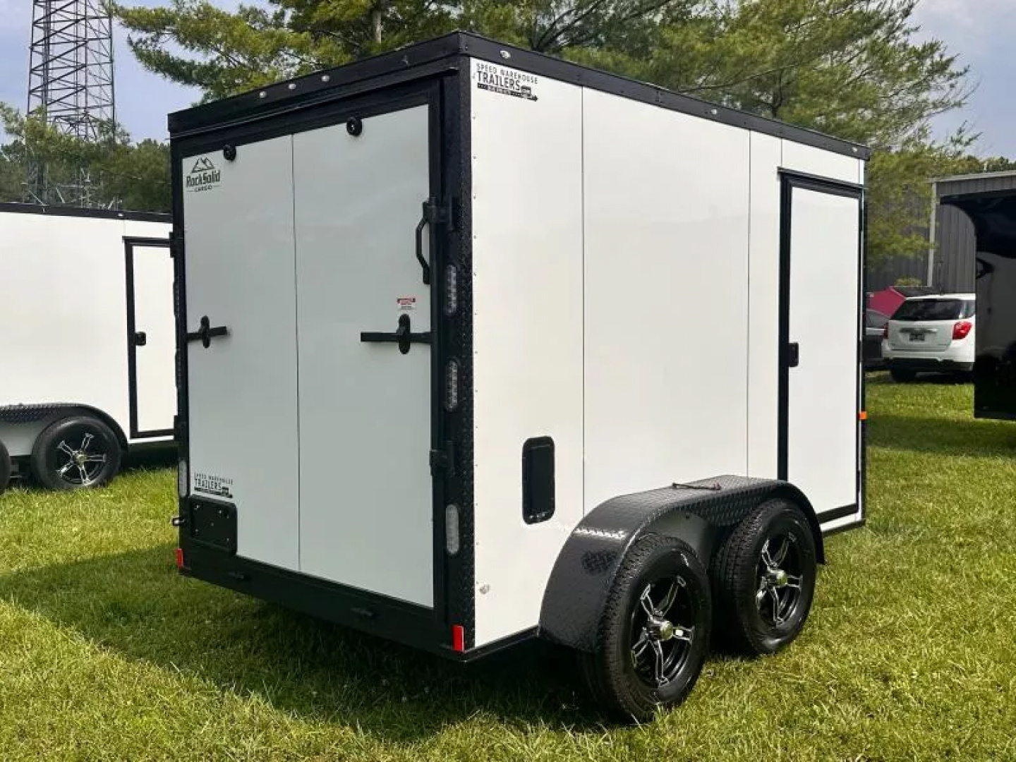 New 2025 Rock Solid Cargo 6X10 -Enclosed Trailer-3500LB Tandem Axle-White Poly-Blackout