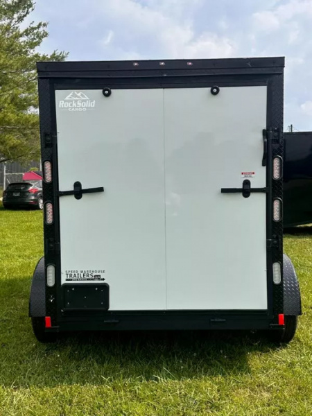 New 2025 Rock Solid Cargo 6X10 -Enclosed Trailer-3500LB Tandem Axle-White Poly-Blackout