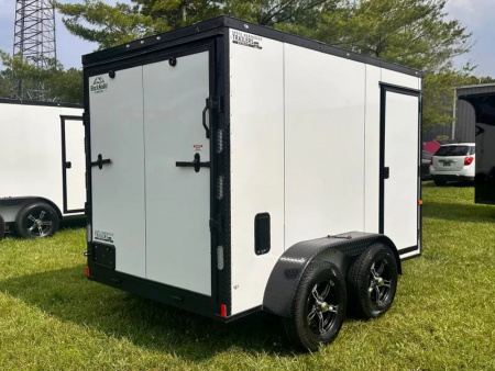 New 2025 Rock Solid Cargo 6X10 -Enclosed Trailer-3500LB Tandem Axle-White Poly-Blackout