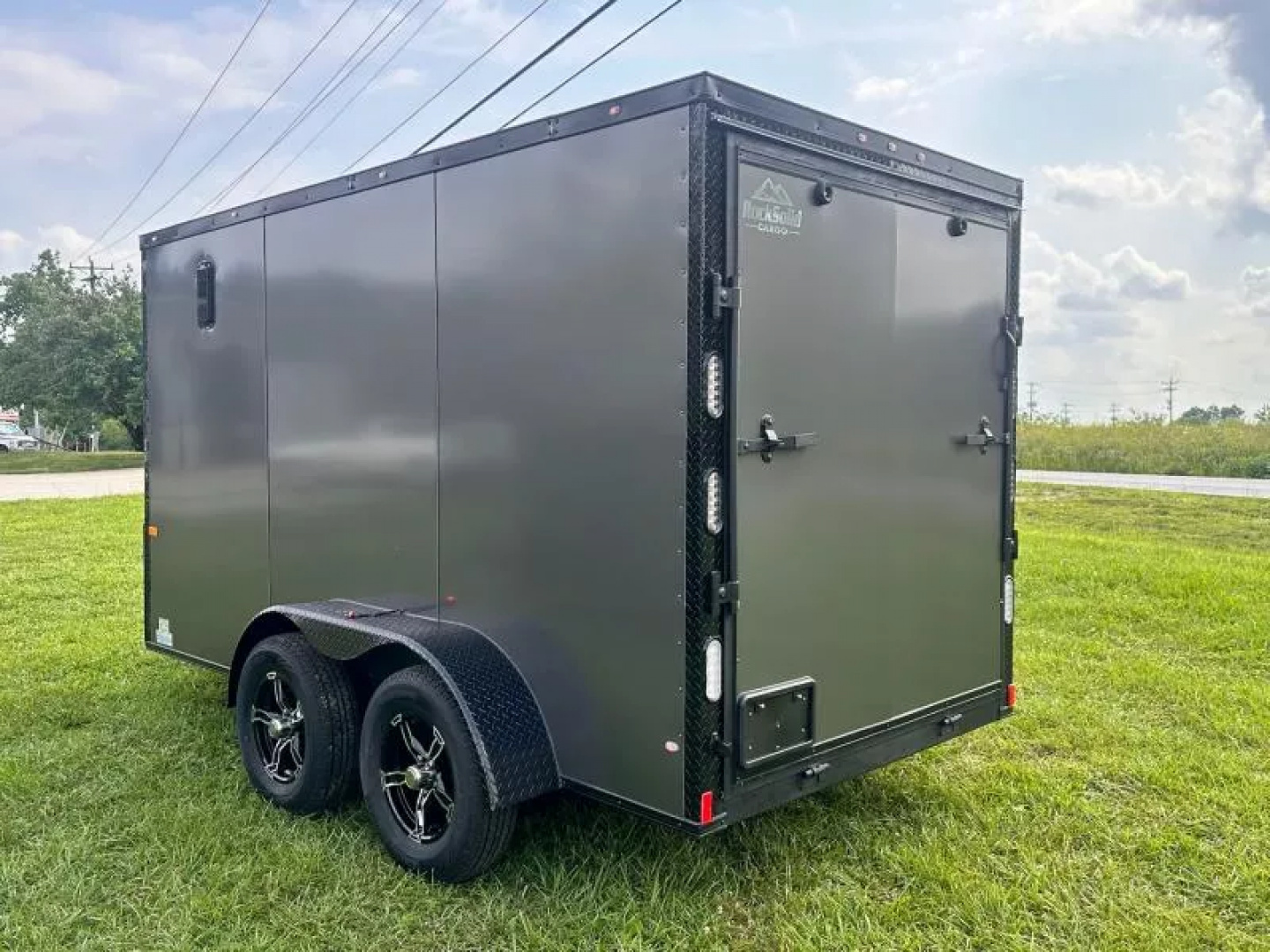New 2025 Rock Solid Cargo 6X12 Enclosed Trailer-3500LB Tandem Axle-Charcoal Poly-Blackout