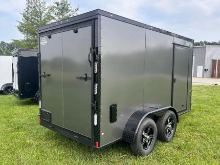 New 2025 Rock Solid Cargo 6X12 Enclosed Trailer-3500LB Tandem Axle-Charcoal Poly-Blackout