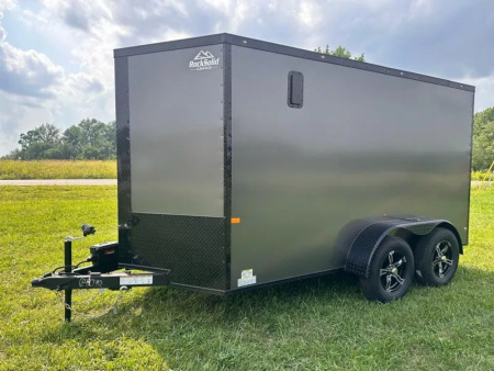 New 2025 Rock Solid Cargo 6X12 Enclosed Trailer-3500LB Tandem Axle-Charcoal Poly-Blackout