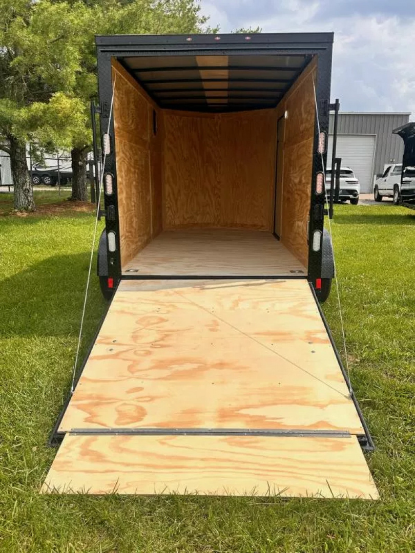 New 2025 Rock Solid Cargo 6X12 Enclosed Trailer- 3500LB Tandem Axle-White Poly- Blackout