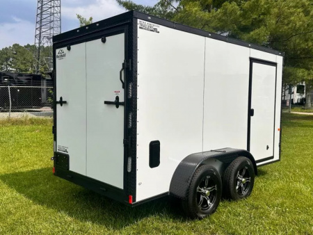 New 2025 Rock Solid Cargo 6X12 Enclosed Trailer- 3500LB Tandem Axle-White Poly- Blackout