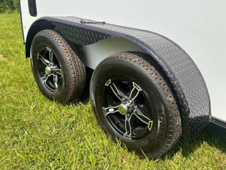 New 2025 Rock Solid Cargo 6X12 Enclosed Trailer- 3500LB Tandem Axle-White Poly- Blackout