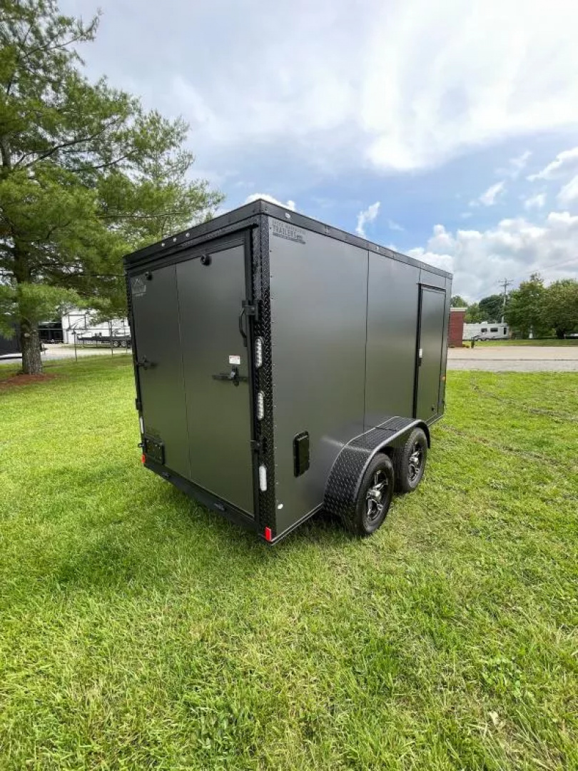 New 2025 Rock Solid Cargo 6X12- Enclosed Trailer-3500LB Tandem Axle-Charcoal Poly-Blackout