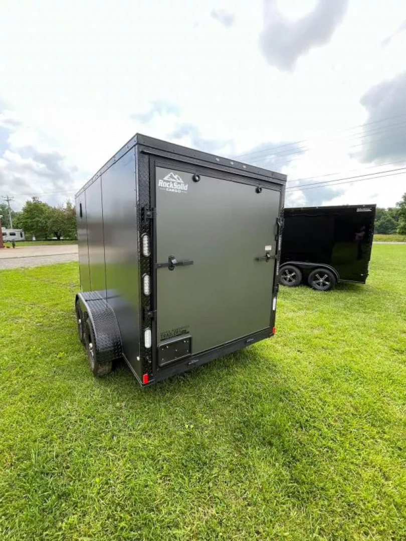 New 2025 Rock Solid Cargo 6X12- Enclosed Trailer-3500LB Tandem Axle-Charcoal Poly-Blackout