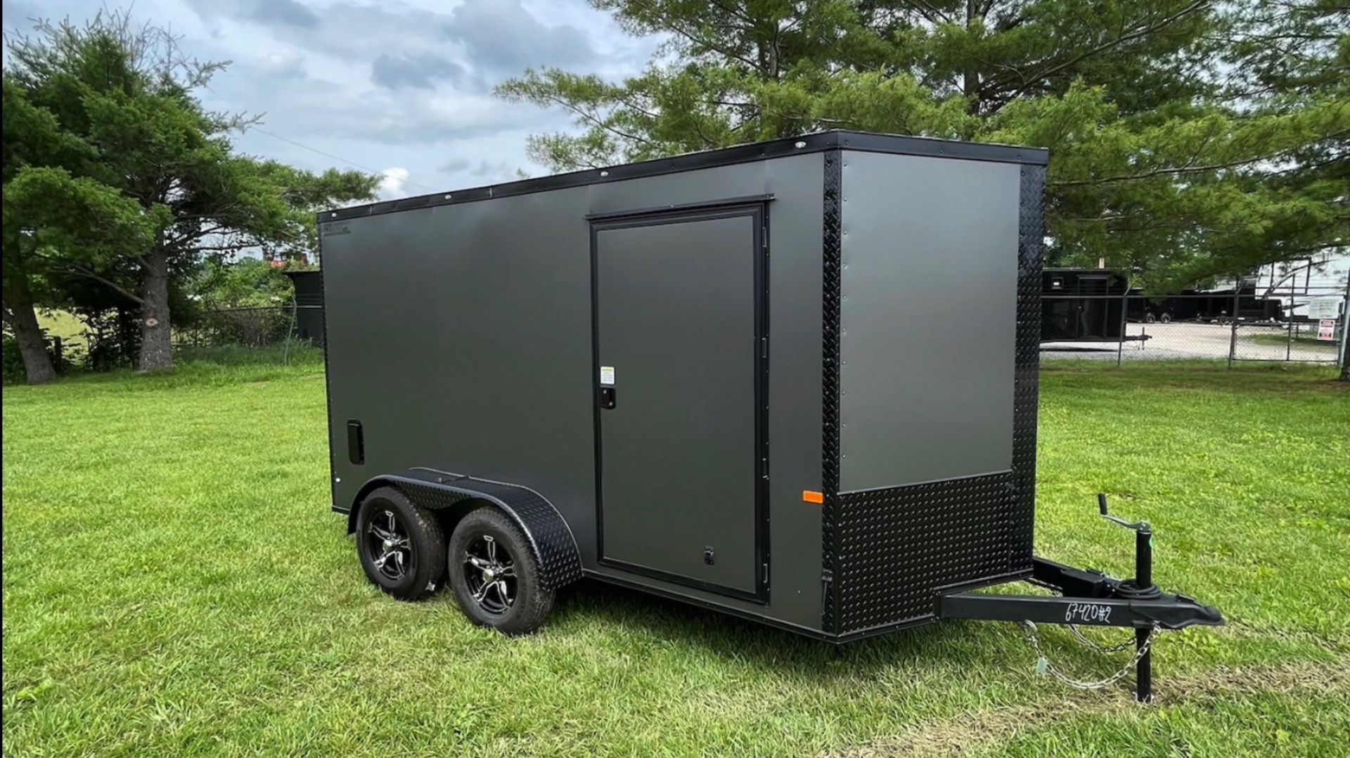 New 2025 Rock Solid Cargo 6X12- Enclosed Trailer-3500LB Tandem Axle-Charcoal Poly-Blackout