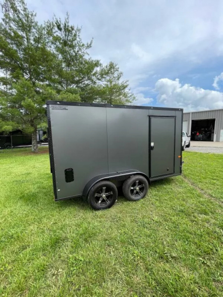 New 2025 Rock Solid Cargo 6X12- Enclosed Trailer-3500LB Tandem Axle-Charcoal Poly-Blackout