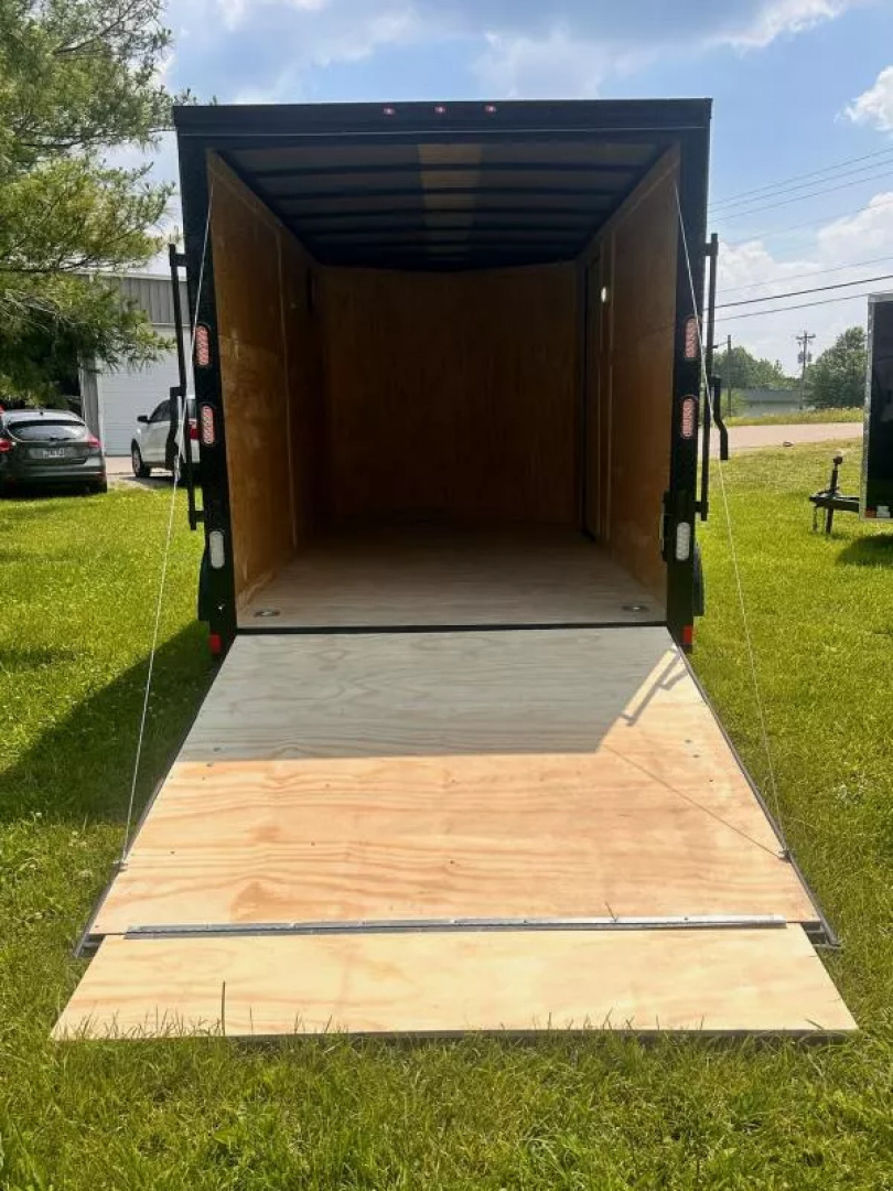 New 2025 Rock Solid Cargo 7X14-Enclosed Trailer- 3500LB Tandem Axle-White Poly-Blackout