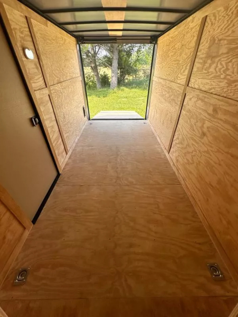 New 2025 Rock Solid Cargo 7X14-Enclosed Trailer- 3500LB Tandem Axle-White Poly-Blackout