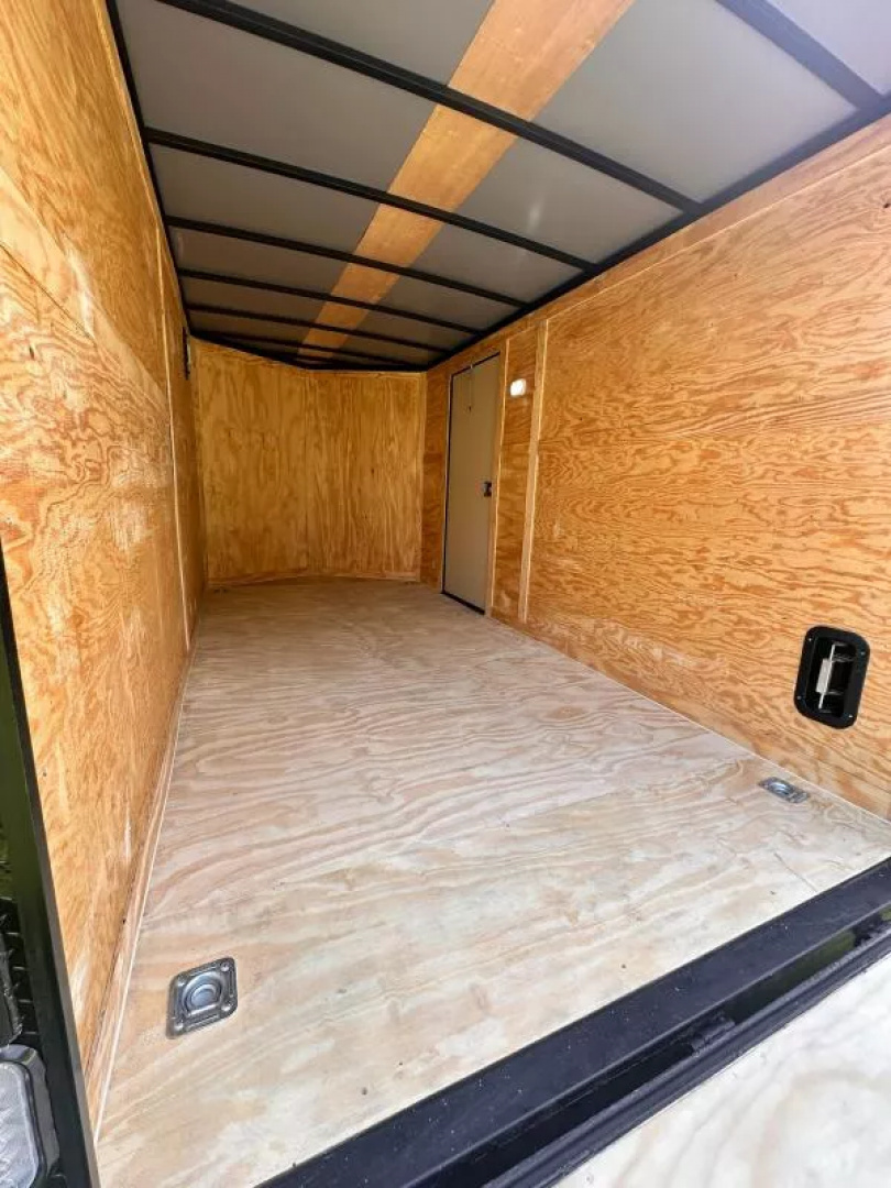 New 2025 Rock Solid Cargo 7X14-Enclosed Trailer- 3500LB Tandem Axle-White Poly-Blackout
